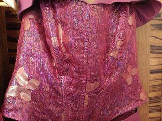 Vestido fiesta dos piezas fucsia con flores