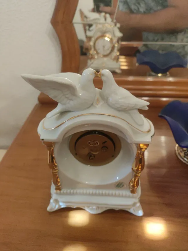 Reloj Porcelana Vintage Palomas Decorativo