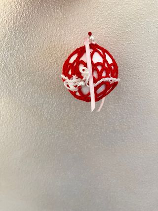 Set 5 palline uncinetto rosse e bianche