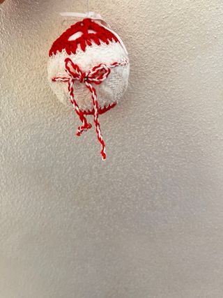 Set 5 palline uncinetto rosse e bianche