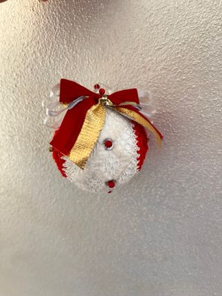 Set 5 palline uncinetto rosse e bianche