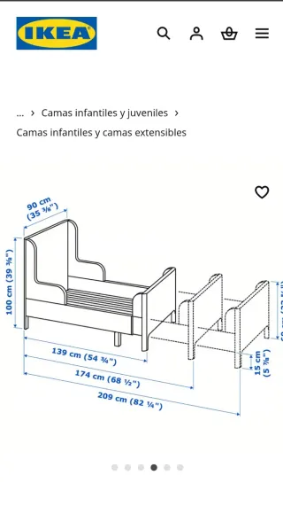 Cama extensible infantil IKEA Busunge + colchón