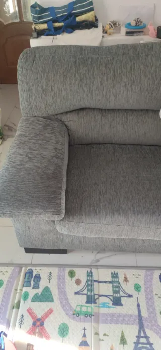 Sofá de tela gris de 2 plazas
