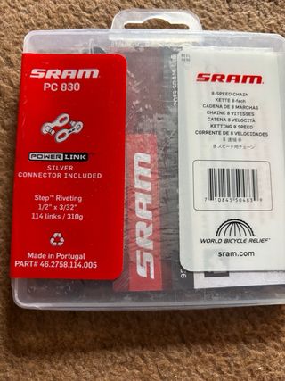 Cadena SRAM PC 830 a estrenar y Cassette 8V