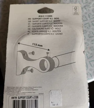 Soportes cortina madera D28 x115mm