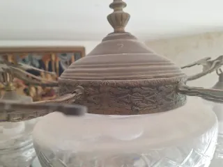 Lámpara antigua metal y cristal