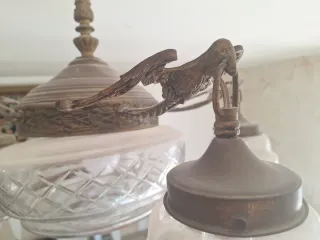 Lámpara antigua metal y cristal