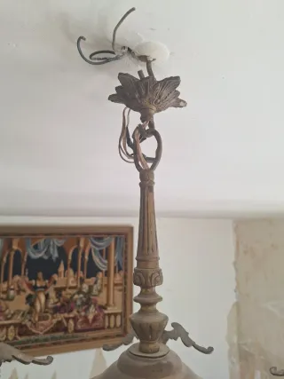 Lámpara antigua metal y cristal