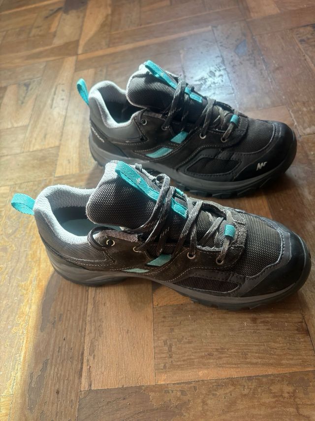 Zapatos senderismo Quechua 37 grises/turquesa