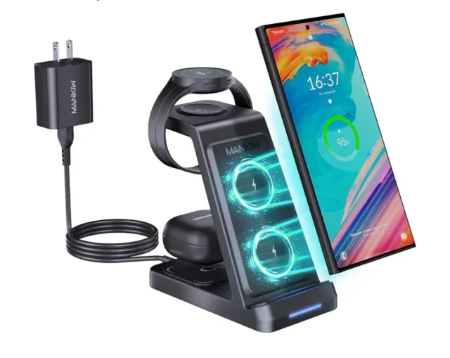MANKIW S99 Estación Carga Inalámbrica 3 en 1