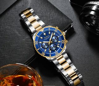 Reloj BIDEN Hombre Azul y Dorado