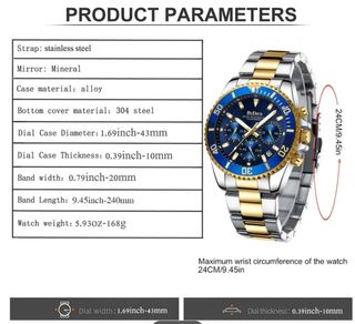 Reloj BIDEN Hombre Azul y Dorado