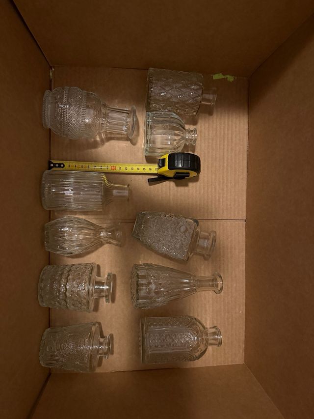 Juego de 10 jarrones de cristal pequeños