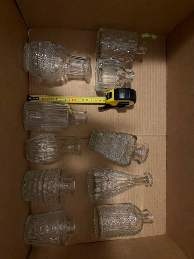 Juego de 10 jarrones de cristal pequeños
