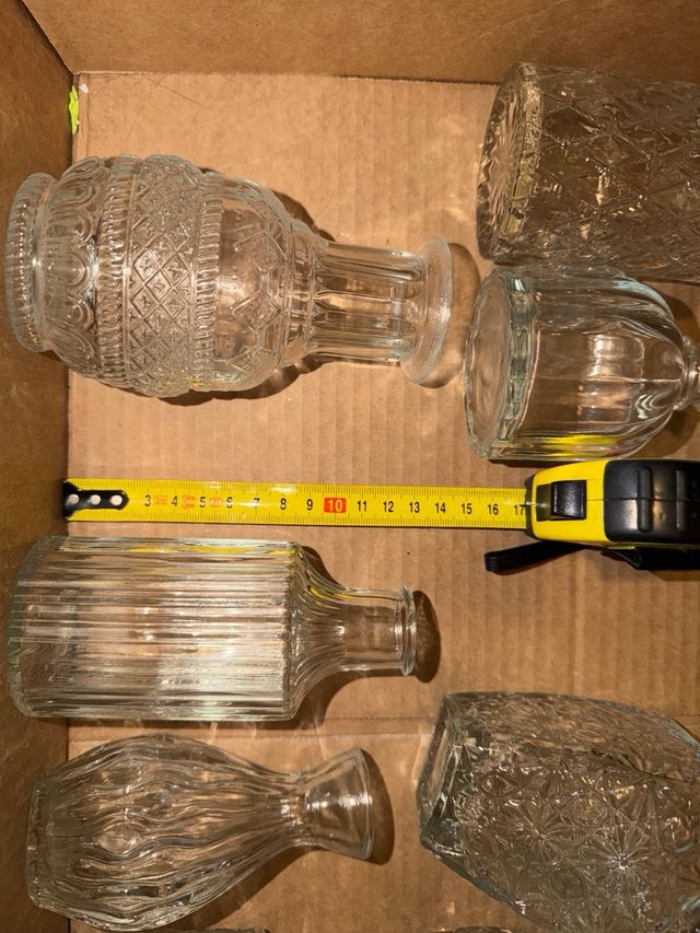 Juego de 10 jarrones de cristal pequeños