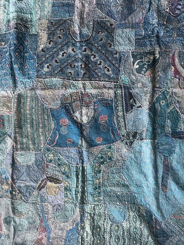 Manta India Patchwork Azul