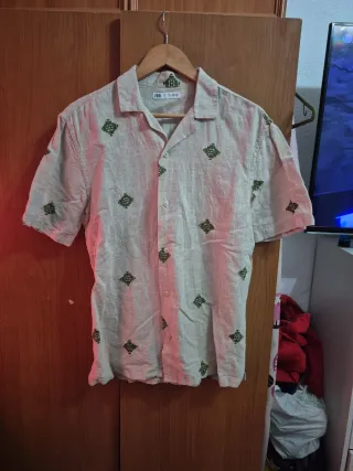 Camisa Zara manga corta beige M