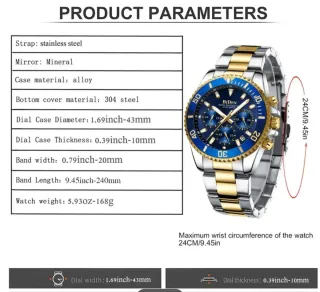 Reloj Biden Hombre Azul y Dorado