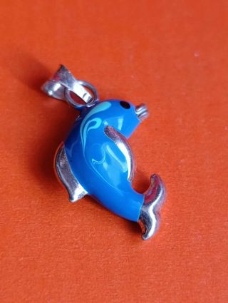Prata Pendente Golfinho Azul
