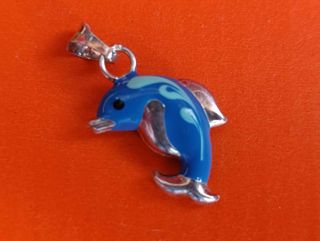 Prata Pendente Golfinho Azul