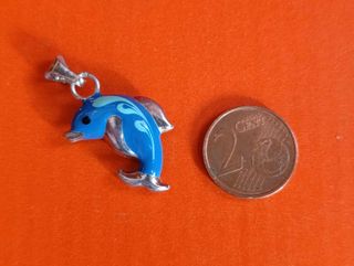 Prata Pendente Golfinho Azul