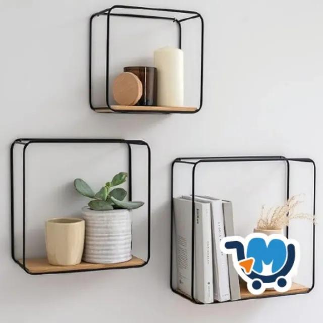 Estantes de pared KASAI metal y madera