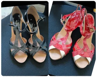 Lote Sandalias Tacón Pitillos Negras y Rojas