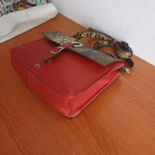 Bolso Piel Vintage Multicolor y Rojo