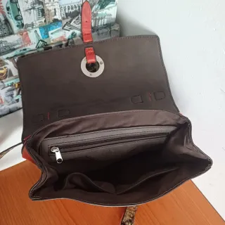 Bolso Piel Vintage Multicolor y Rojo