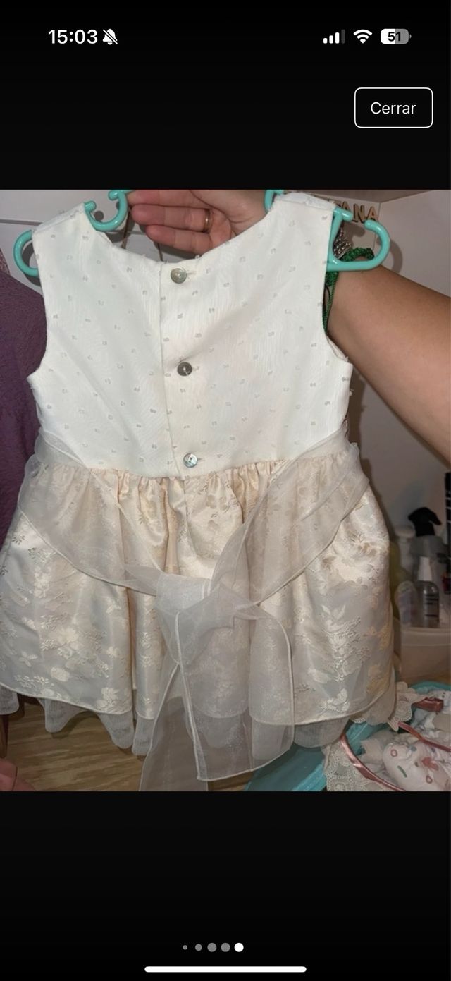 Vestido de ceremonia blanco y dorado