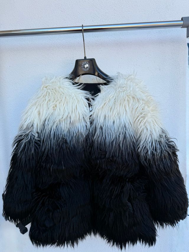 Giacca pelliccia sfumata bianco/nero