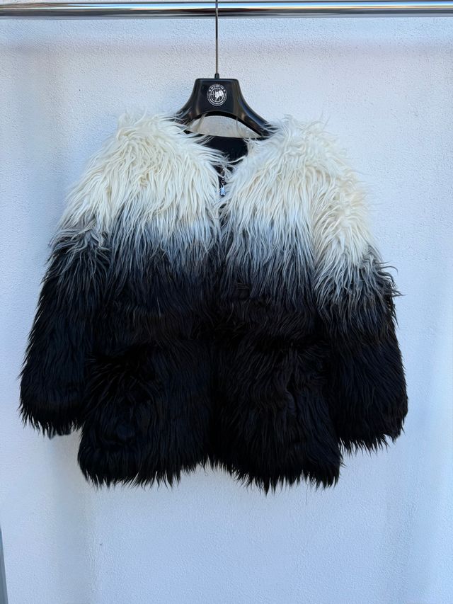 Giacca pelliccia sfumata bianco/nero