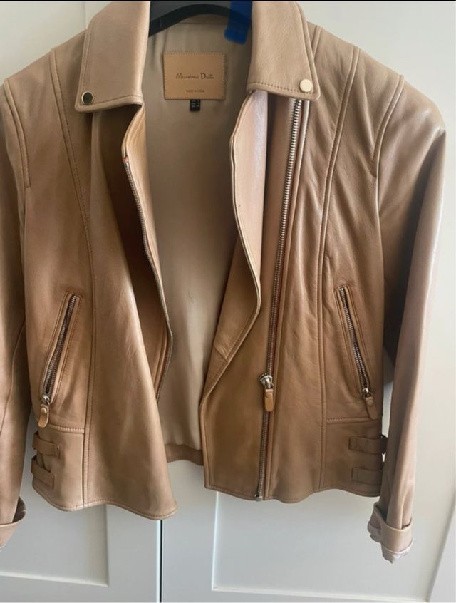 Cazadora Massimo Dutti Beige piel