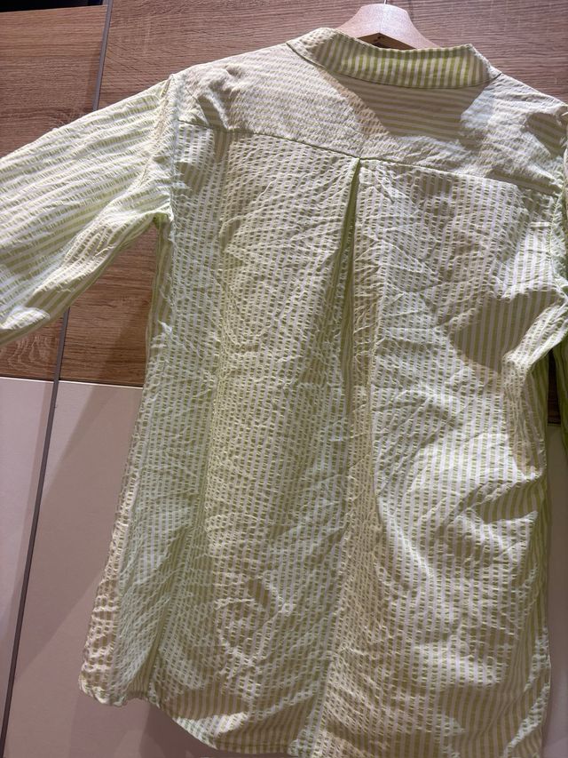 Camisa Mujer de Rayas Verde y Blanca