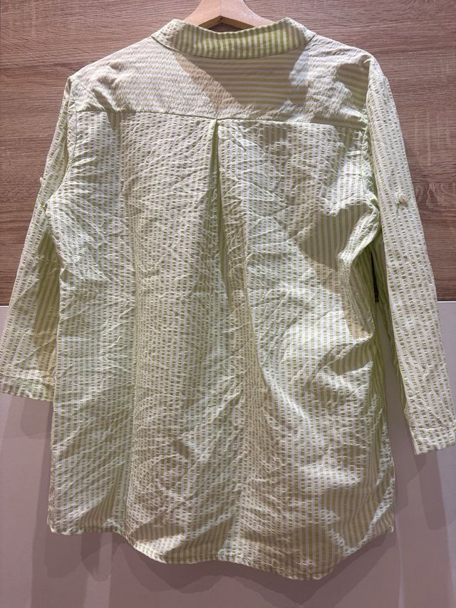 Camisa Mujer de Rayas Verde y Blanca