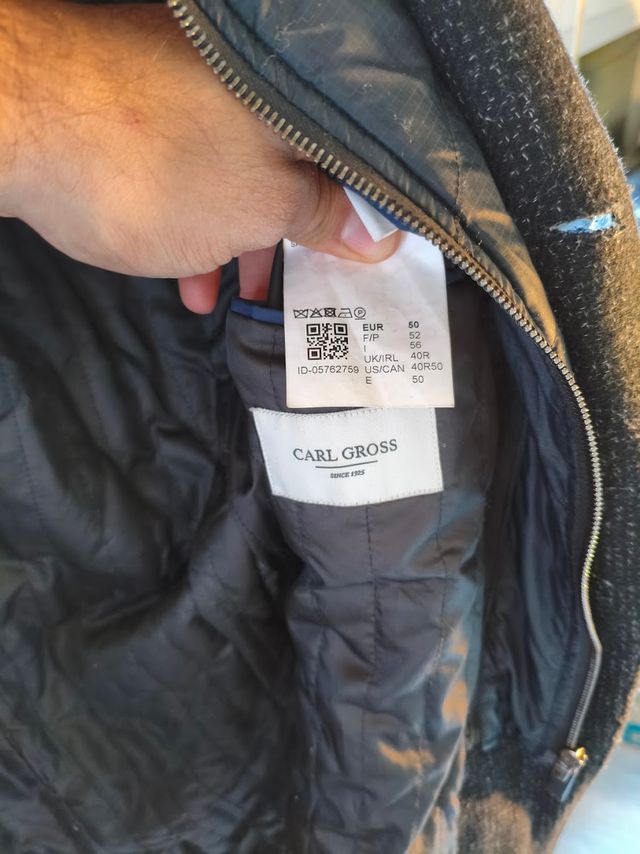 Abrigo Carl Gross Lana Gris Talla 50