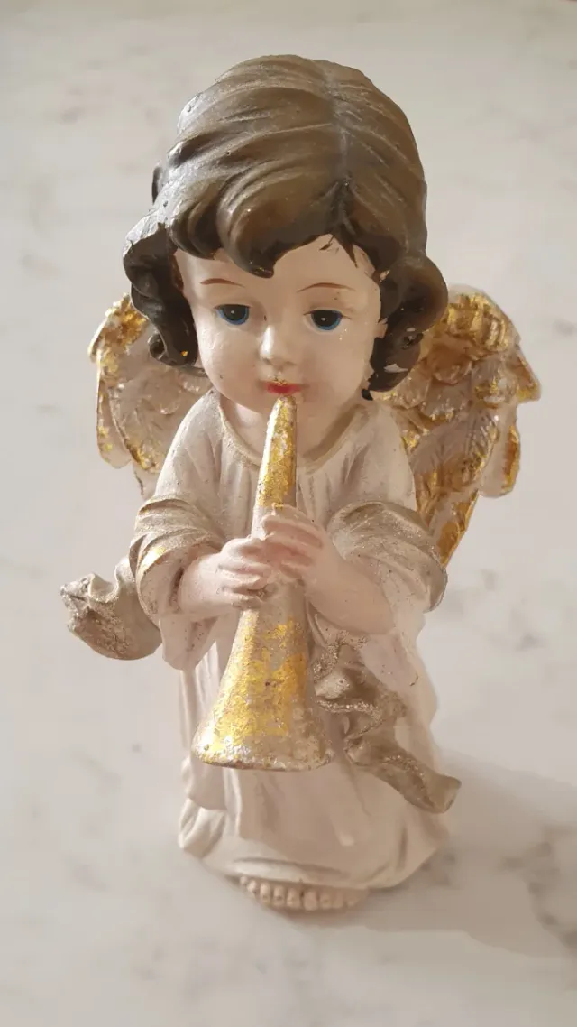 Angelo in gesso con tromba - Vintage