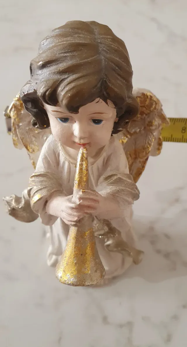 Angelo in gesso con tromba - Vintage