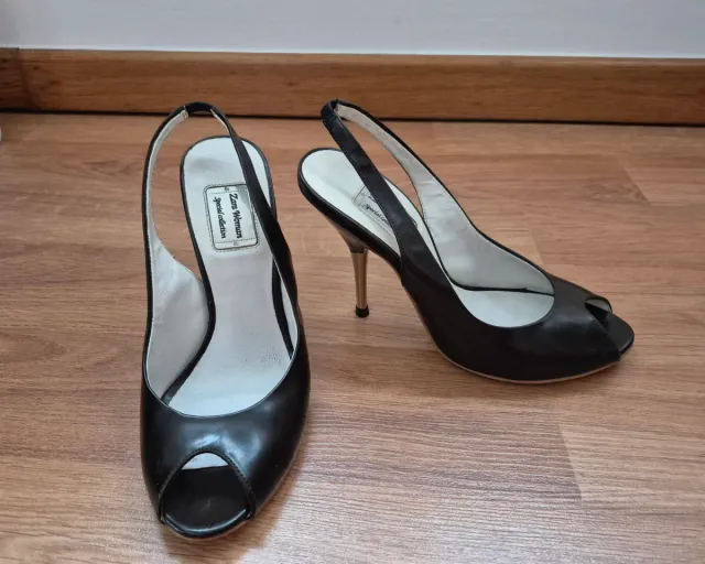 Sandalias Zara piel marrón oscuro talla 38