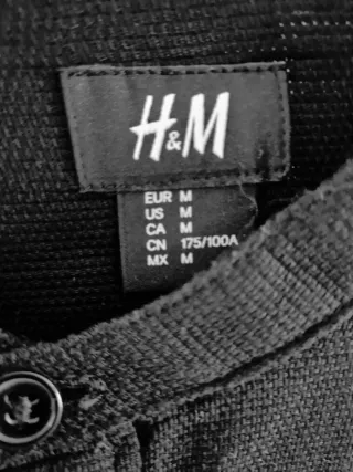 Camisa cuello mao H&M negra talla M