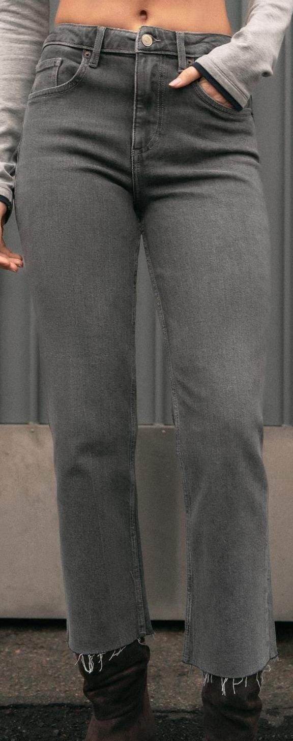Pantalones vaqueros grises mujer