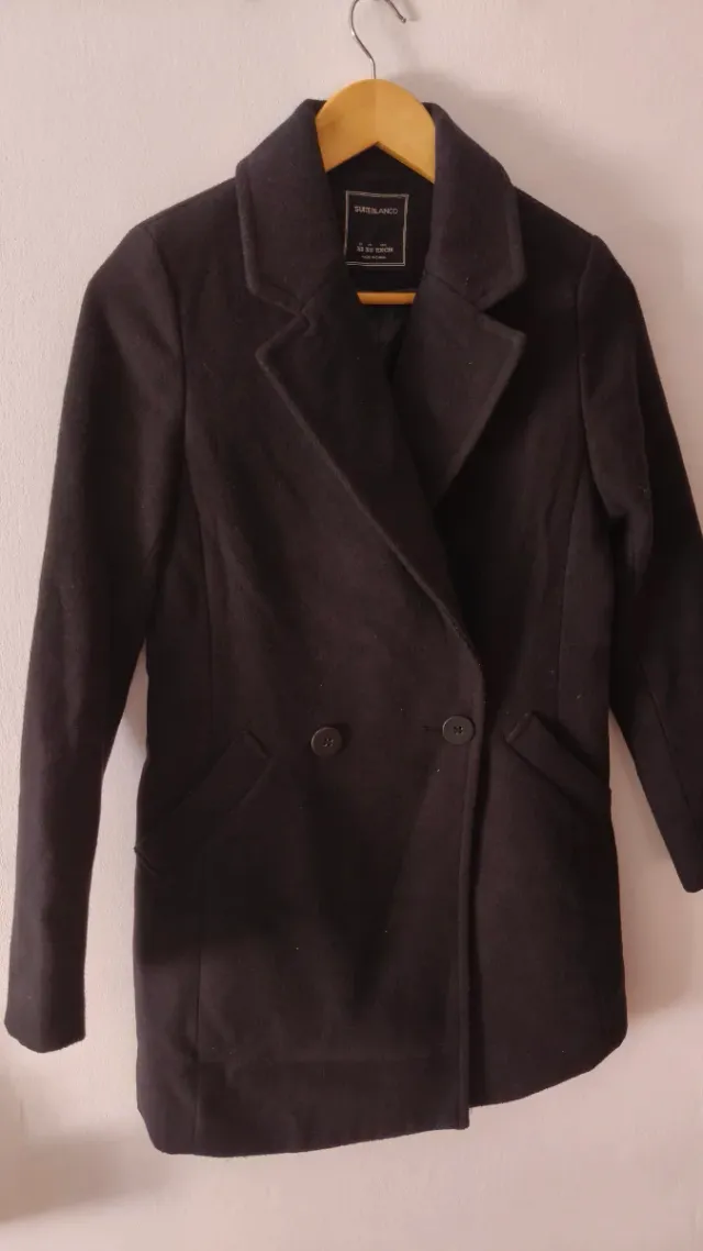 Abrigo Negro Blanco Talla M