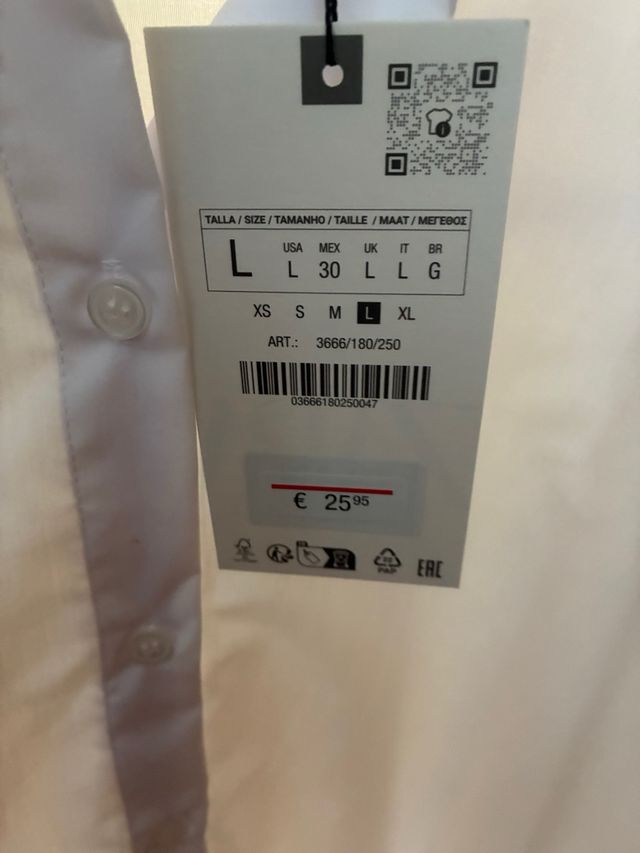 Camisa blanca Zara Talla L