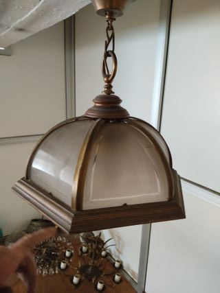 Lámpara colgante de cristal y metal