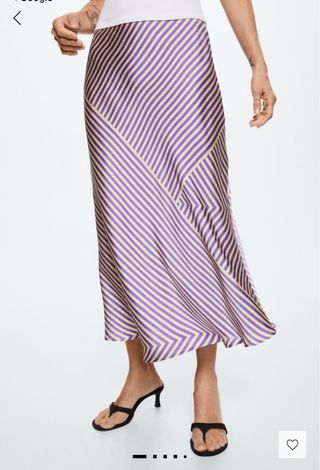 Falda satinada Mango rayas morado y beige