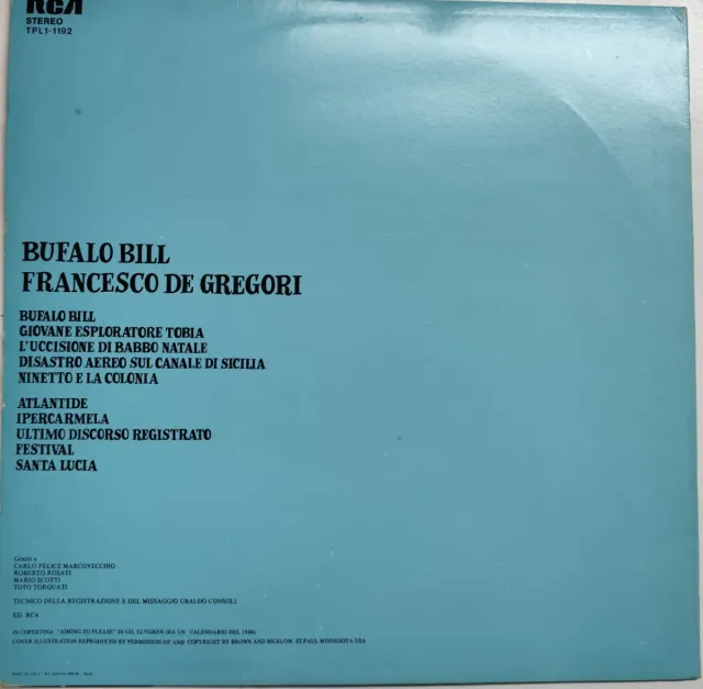 Vinile Francesco De Gregori Buffalo Bill
