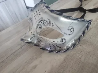 Máscara Veneciana Plateada y Azul