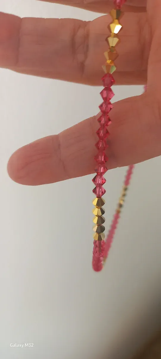 Gargantilla Swarovski rosa y dorada