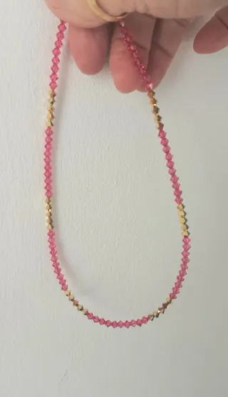 Gargantilla Swarovski rosa y dorada