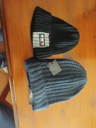 2 Cappelli Lana Uomo Nero Grigio